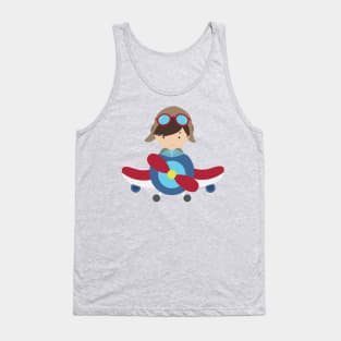 Pilot Boy, Airplane, Plane, Flying, Brown Hair Tank Top